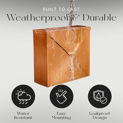 NACH Chicago Copper Extra Large Mailbox, Rust Resistant Large Mailboxes for Outside Wall Mount, Large Metal Mailbox, Wall Mount Mailbox, Extra Large Capacity Mailbox, 12 x 12 x 4.8 inches, MB-6301CP
