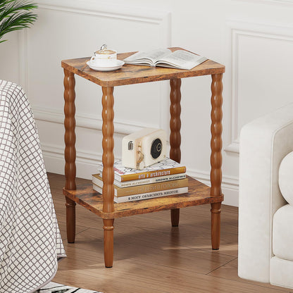 pikpuk Small Narrow Side Table, Vintage End Table - Skinny Bedside Nightstand for Small Spaces, Couch/Recliner Accent Table for Bedroom Living Room Nursery, No-Tool Assembly (Rustic Brown)