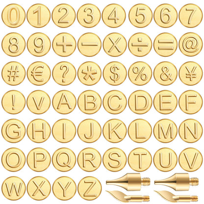 Mixweer 56 Pcs Wood Burning Letters and Numbers Wood Burning Tools with Letter Stamps and Number Tips Symbols for Wooden Burner Craft DIY Embossing Carving