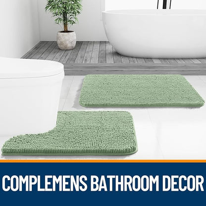OLANLY Large Bathroom Rugs 45x27, Extra Soft Absorbent Chenille Bath Rugs, Rubber Backing Quick Dry, Machine Washable Bath Mats for Bathroom Floor, Tub and Shower, Home Decor Accessories, Sage Green