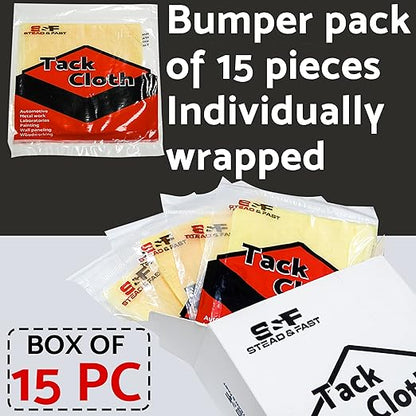 S&F STEAD & FAST Tack Cloth for Painting, 15-pc Premium Tack Cloths for
