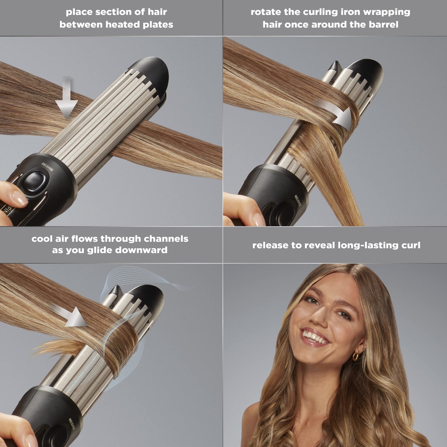 INFINITIPRO BY CONAIR 2-in-1 Cool Air Curling Iron and Flat Iron Luxe, Protects Against Damage and Locks in Style for Effortless Long Lasting Curls, Waves & Straight Looks with One Tool