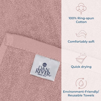DAN RIVER Dog Towel - Pack of 1, 100% Cotton, 20x40, Ultra Soft 450 GSM, Super Absorbent & Quick Drying Towel for Dogs, Cats, and Other Pets, Dusty Rose.