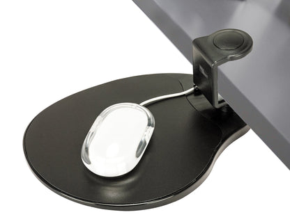 MAX SMART Clamp on Mouse Platform, Clip on Mouse Pad, Rotating 360, Easy Slide Out Tray, Suitable Up to for 1.5" Thickness Desk, for Home, Office to Save Space (Black)