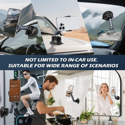 KAPARNER Universal Car Phone Mount, with 25mm Ball Magic Arm and 360° Rotation Phone Holder, Suction Cup Windshield & Dashboard Mount, for iPhone/Samsung/Android, Fits Phone Width 2.56-3.74"(KPS-10)
