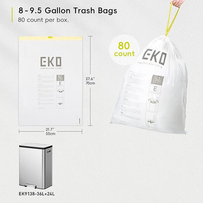 EKO Easy-Dispense Roll 80 Count Extra-Strong Drawstring Tall Kitchen Trash Bag
