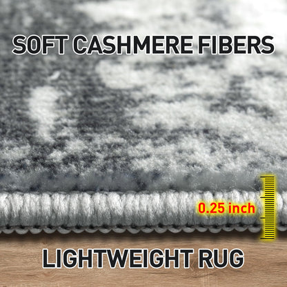 2'6''x8' Runner Rugs Washable Rug: Modern Abstract Hallway Runner Rug Indoor Soft Low Pile Thin Carpet Anti-Skid Non-Shedding Carpets for Kitchen, Entryway, Laundry, Bedroom - Black Grey Gold