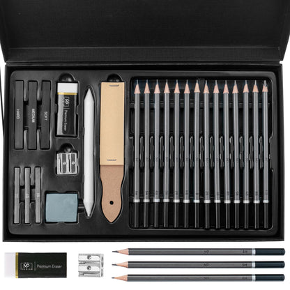Mr. Pen- Drawing Sketching Pencil Set, 25 pcs, Graphite Pencils (10B-6H), Graphite Sticks, Erasers, Sharpener, Blending Stump & Sandpaper Pad for Drawing, Shading & Art Projects