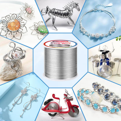 Modacraft 12 Gauge Aluminum Wire - 100 Ft 2mm Bendable Metal Craft Wire with Micro Flush Cutter for Sculpting, Jewelry Making, Floral Design, Doll Making, Bonsai Training, and DIY Crafts