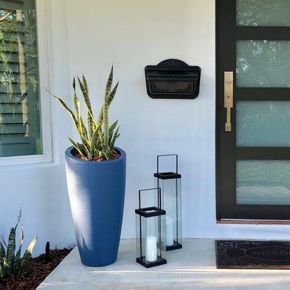 Mayne Inc. Modesto 32in Tall Planter - Neptune Blue - 16in L x 16in W x 32in H - 6 Gallons of Soil Capacity (8880-NB)