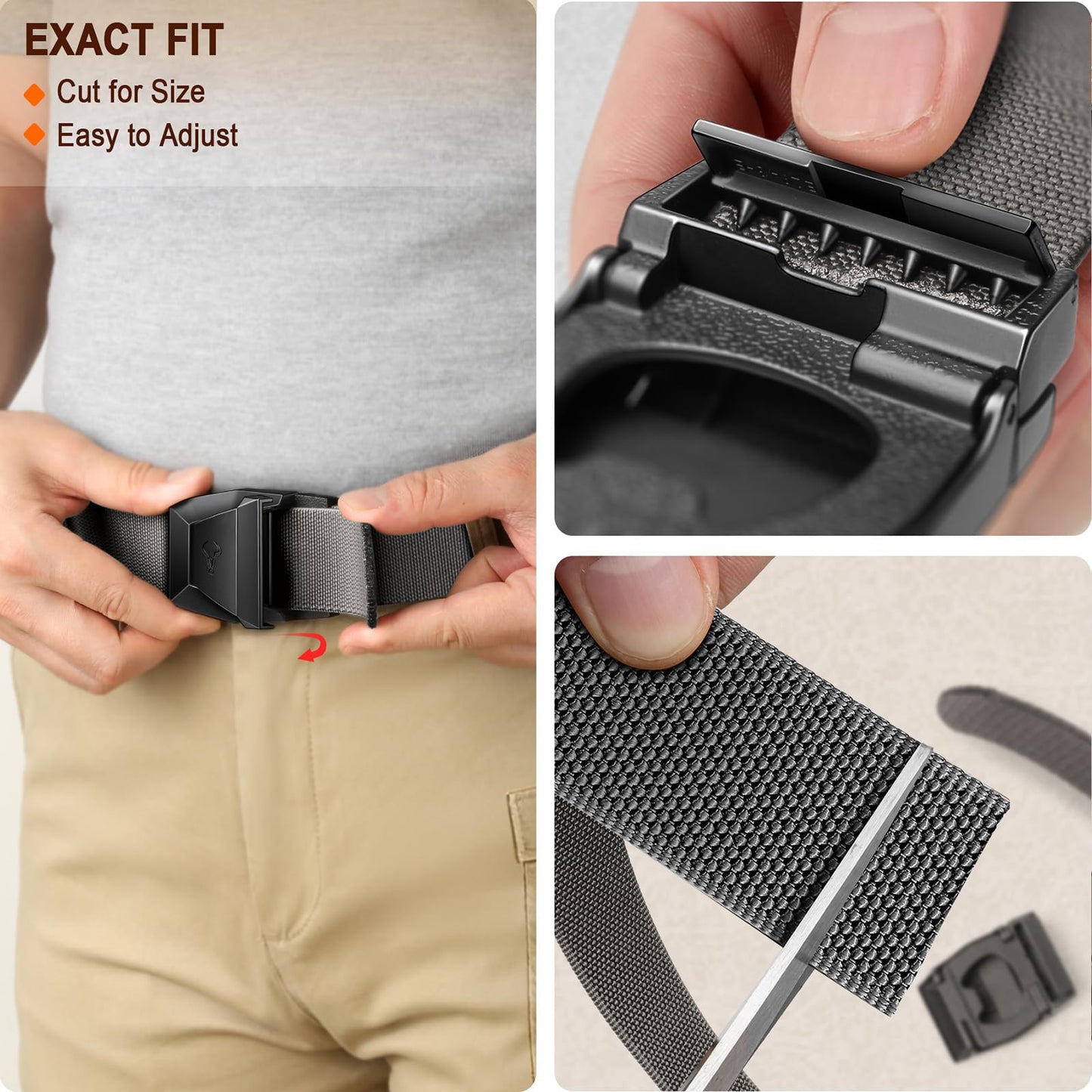 BULLIANT Men Belt 2 Pack,Nylon Web Holster Belt Stretch for Gift Men Outdoor Work Sports Hunting Hiking,Quick Release(Black/Dark Gray,28"-34" Waist Adjustable)