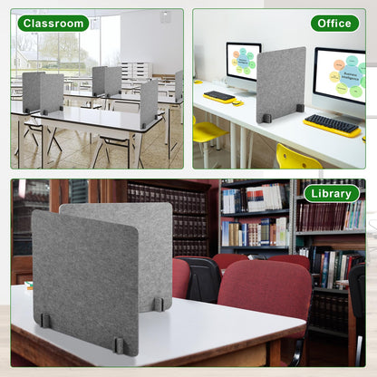 Kisston 12 Pack Desk Privacy Panel 24 x 24'' Acoustic Desk Divider Stand up Freestanding Privacy Panel Noise Visual Distraction Reducing Table Divider Office Student Cubicle Reception Area(Light Gray)