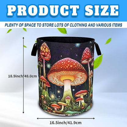 Red Mushroom Laundry Basket Oxford Cloth Psychedelic Plant Laundry Hamper