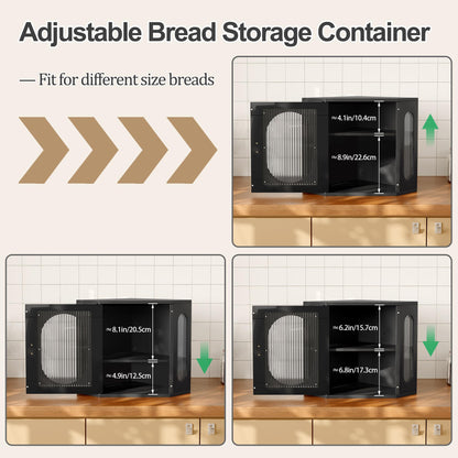 Alpeir Corner Bread Box, Double Layer Large Storage Capacity, Black