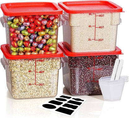 6QT Clear Food Storage Containers: 8 PCS NSF Food Storage Containers