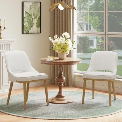 MALOL Wooden Dining Chairs Set of 2, Modern Fabric Upholstered Dining Room Chair, Kitchen Side Chairs, Farmhouse Armless Dinner Chair with Open Back for Kitchen, Beige