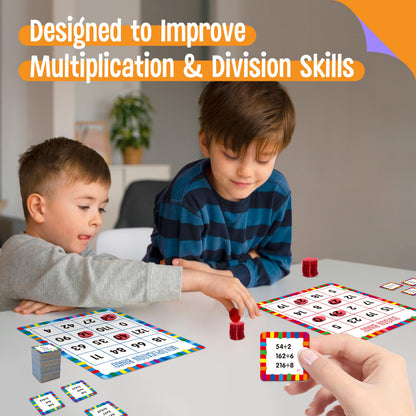 SpriteGru Multiplication & Division Bingo Game, 360 Math Problems, 2 Educational Math Board Game for Kindergarten and Preschool Kids, Perfect for Classroom & At Home