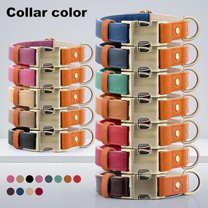 Plutus Pet Genuine Leather & Hemp Dog Collar – Adjustable Heavy Duty Pet Collar with Quick Release Metal Buckle, Soft & Stylish for Puppy and Small, Medium, Large Dogs (Beige, L)