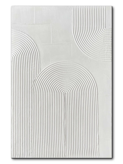 Creespi White Textured Wall Art - Hand Painted Abstract Oil Painting On Canvas 24x36 inch,Modern Minimalist Art Painting for Wall Décor