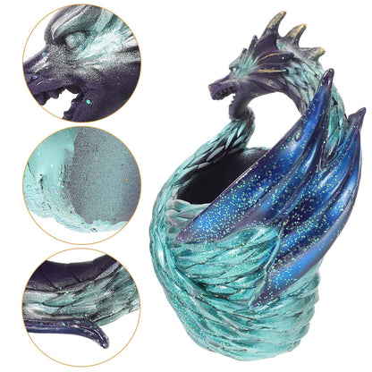 HANABASS Dragon-Shaped Resin Planter for Succulents Small Plants Decorative Pot for Home Office Desktop Garden Decoration 3.15X4.72X3.15 Inches