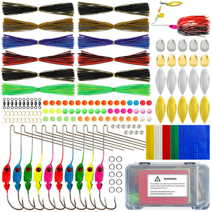 FREE FISHER 148Pcs Spinner Making Kit Spinner Blades, Spoon, Jig Head Spinner Shaft, Silicone Jig Skirts, Fishing Beads, Swivels, Clevis U-Shaped Links for Spinnerbaits DIY Making Kit for Bass Trout