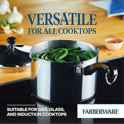 Farberware Classic Series Stainless Steel Straining Sauce Pan with Lid, 3-Quart Sauce Pan With Pour Spout