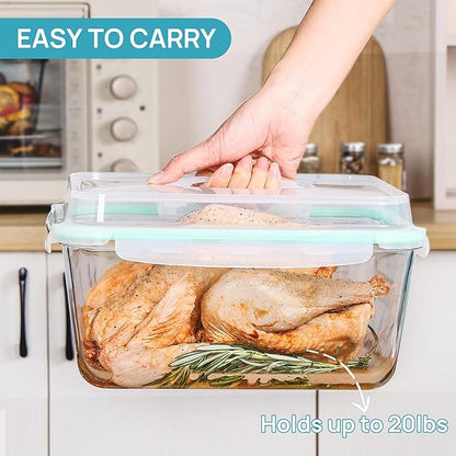 Vtopmart 220oz + 76.4oz Extra Large Glass Storage Containers Set, Meal Prep