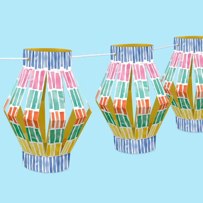 Big Dot of Happiness Fiesta 3D Hanging Paper Lanterns Banner Kit, 12 Ct Mexican Themed Party Decorations, DIY Craft Decorating Set with 30 Feet of Cord