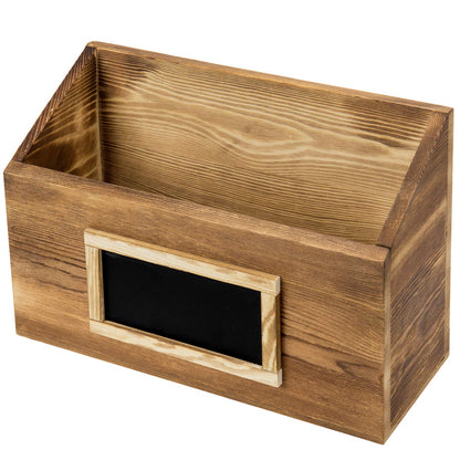 MyGift Rustic Burnt Wood Wall Mounted Mail, File & Magazine Holder Sorter Rack with Chalkboard Label, Set of 2