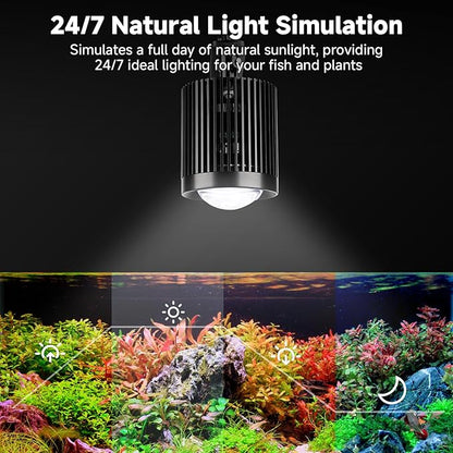 fishkeeper Clip On Aquarium Light, 24/7 Fish Tank Light with Timer, DIY 3 Colors & 10 Brightness Full Spectrum Aquarium LED Lights with Adjustable Metal Clamp for Freshwater Plants Fish Tanks (100W)