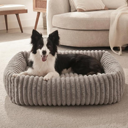 FURTIME Dog Bed for Small Dogs, Washable Orthopedic Dog Bed with Removable Cover, Rectangle Soft Calming Sleeping Puppy Bed Durable Pet Cuddler with Anti-Slip Bottom
