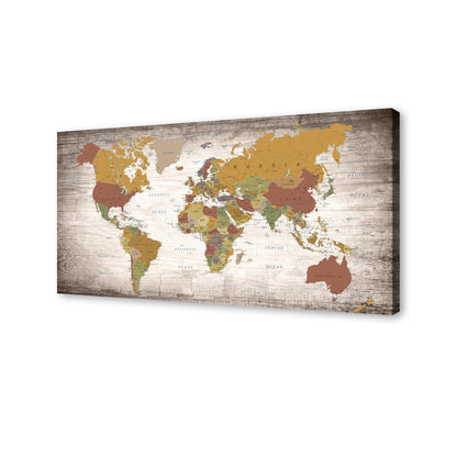 Baisuwallart B0562 1 Piece World Map Poster Canvas Wall Art Painting Modern Framed Map of The World Home Office Decor Maps Picture Prints for Living Room Artwork 48x24inches