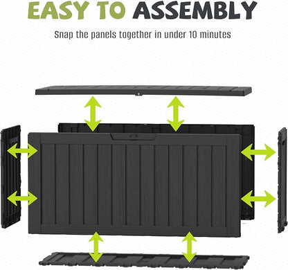 90 Gallon Outdoor Package Delivery Box with Lockable, Waterproof & Weatherproof Secure Parcel Drop Box for Porch, Resin Outside Storage Boxes Black