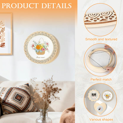 Kuabiz 8 Pcs Wood Embroidery Hoop Frame with Embroidery Hoops 8 Inch Heart Shaped Wooden Display Frame and Hoops for Finished Cross Stitch Craft Projects, Sewing & Decorative Ornaments
