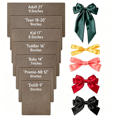 NBEADS 7 Pc Wooden Bow Maker Kit - 7 Size Headwrap Boards + Tie Boards for DIY Hair Bows - Coconut Brown