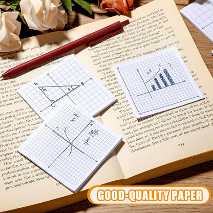 Graph Paper Sticky Notes, 12 Pads Mini Math Graph Graphing Paper, 3x3 Inch Grid Sticky Notes for Office School Supplies