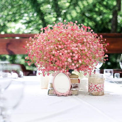 N&T NIETING Babys Breath Artificial Flowers Bulk, 24Pcs Fake Gypsophila Bouquet Flowers Real Touch Faux Babies Breath Arrangement for Wedding Floral Party Home Centerpieces Vase Decoration, Pink