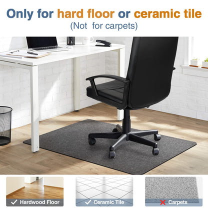 Placoot Office Chair Mat for Hardwood Floor, 55"x63" Large Size Computer Chair Mat, Desk Chair Mat, Large Anti-Slip Floor Protector for Home Office Dark Grey