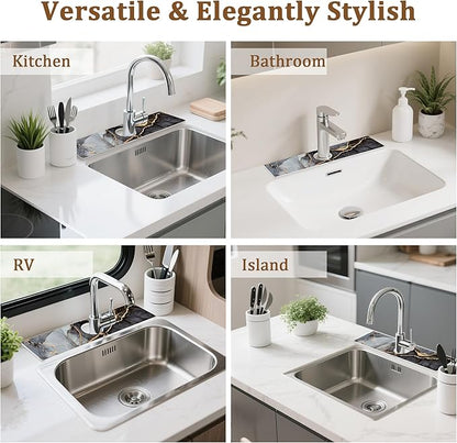 Stone Faucet Mat for Kitchen Sink, 15.7" Fast Drying Around Faucet Diatomite