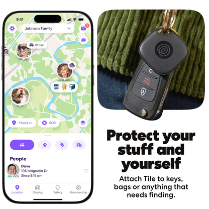 Life360 Tile - Bluetooth Tracker, Keys Finder and Item Locator for Keys, Bags and More. Phone Finder. Both iOS and Android Compatible. 1-Pack (Black)