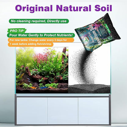 Upgraded Aquarium Soil Water Grass Mud, Ideal for Fish Tank Aquascaping Aquarium Substrate Soil for Plants and Shrimps, No Need to Wash (4.4 Pounds)