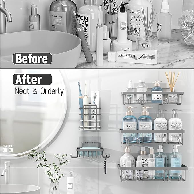 5 Pack Shower Caddy Organizer Rack Shelf