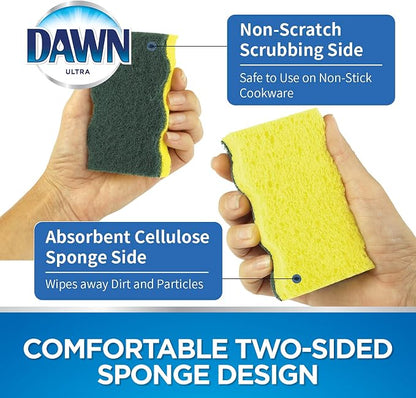 Dawn Heavy Duty Kitchen Dish Sponges, Green/Yellow (Pack of 3)