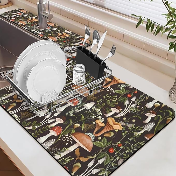 19.5" x 12" Dish Drying Mat & 24" x 5.5" Sink Splash Guard, Super Absorbent