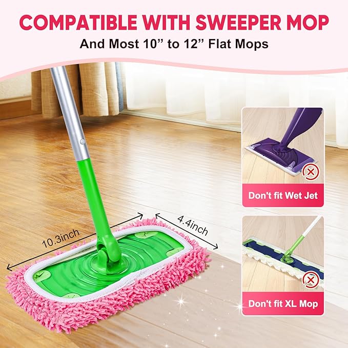 6-Pack Reusable Microfiber Mop Pads Compatible