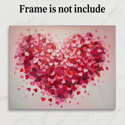 Heart Wall Art Print Unframed, Abstract Pink Heart Painting Poster for Romantic Home Decor, Valentine Gift for Her, Bedroom Living Room Office Artwork, Protected in Clear Sleeve (11X14 Inch-Unframed)