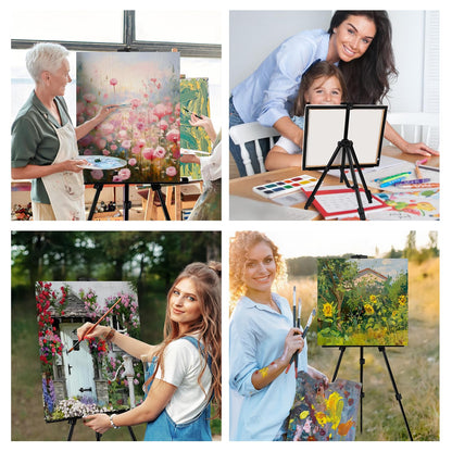 AROIC 6 Pack Painting Display Easel Stand Portable Adjustable Metal Tripod Artist Canvases Height from20to66Inch Extra Sturdy forTable-Top/Floor Painting, Drawingand Displaying,Black with 6StorageBag