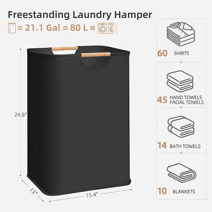 STORAGE MANIAC Large Laundry Hamper, 80L Collapsible Laundry Basket