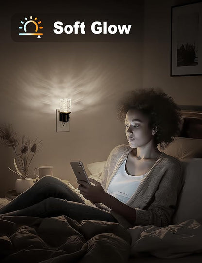 JandCase LED Night Light, Dimmable Night Lights Plug into Wall, Modern Nightlight with Auto On Off Light Sensor, 5000K Daylight White Night Light 0-100LM Brightness for Bathroom Hallway Bedroom Decor