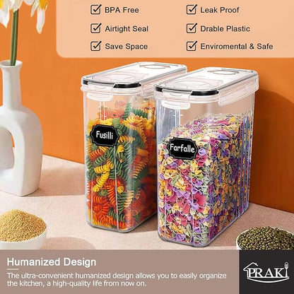 PRAKI 5PCS Cereal Containers Storage Set, BPA Free Airtight Food Storage